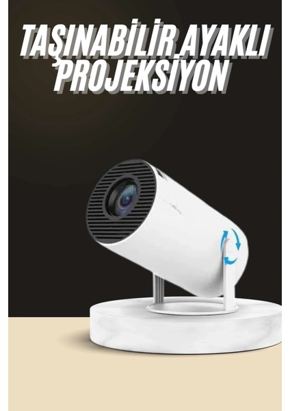 Ayaklı Projeksiyon Taşınabilir Mini Projektör Sinema Projektörü Android