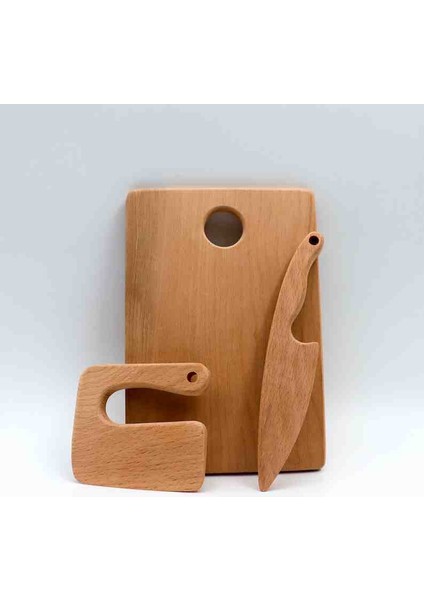 Ahşap Güvenli Çocuk Kesme Tahtası ve 2 Şef Bıçak fırsatları
