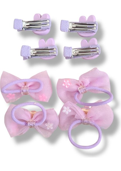 Tüllü Fiyonk ve Mini Tavsan Model Karışık Renk Kız Çocuk Set Toka 4lü indirimleri