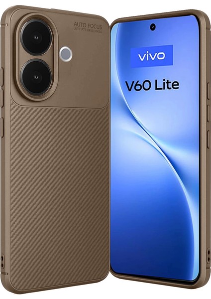 Vivo V60 Lite Auto Focus Karbon Kapak - Kahverengi