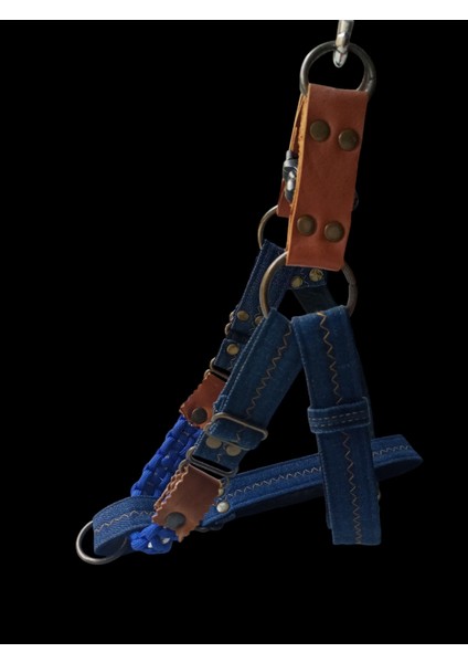 Köpek Göğüs Tasması Küçük, Orta ve Büyük Irk Ayarlamalı Kot & Paracord Koyu Mavi fiyatları