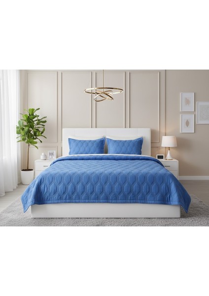 Star Tek Kişilik Yatak Örtüsü Mavi