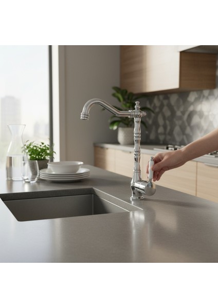 Kiev Krom Rustik Retro Nostaljik Antik Eviye Mutfak Bataryası Rustik Musluk - %100 Pirinç, Paslanmaz, Ağır Gövde modelleri