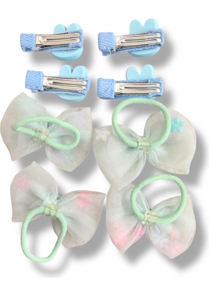 Tüllü Fiyonk ve Mini Tavsan Model Karışık Renk Kız Çocuk Set Toka 4lü indirimleri