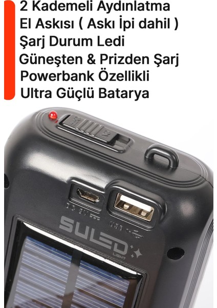 Güneş Panelli Handy Power Bank Fener Işıldak 32 Süper Smd Ledli El Feneri Ev Kamp Outdoor Aydınlatma fırsatları