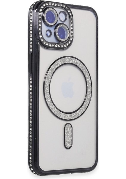 Iphone 15 Kılıf Joke Simli Magneticsafe Kılıf - Siyah