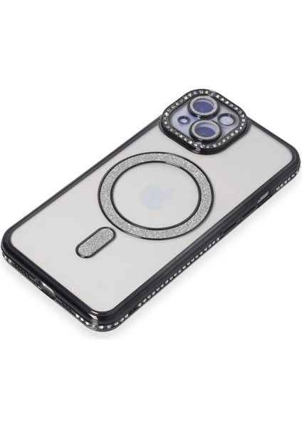 Iphone 15 Kılıf Joke Simli Magneticsafe Kılıf - Siyah modelleri