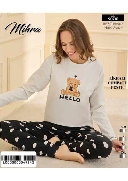 Mihra 90781 Kadın Ayıcıklı Uzun Kol Pijama Takımı