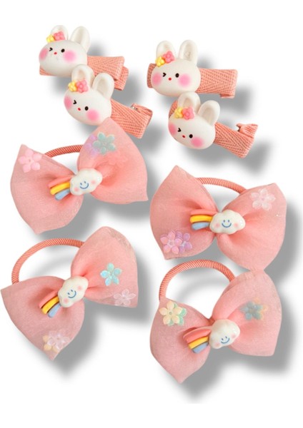 Tüllü Fiyonk ve Mini Tavsan Model Karışık Renk Kız Çocuk Set Toka 4lü fırsatları