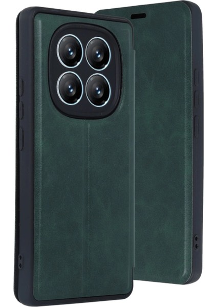 Xiaomi Redmi Note 14 Pro 4g Kılıf Flip Cover - Koyu Yeşil