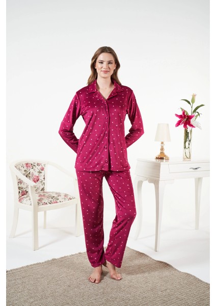 Estiva 25365 Gömlek Yaka Kadife Pijama Takımı