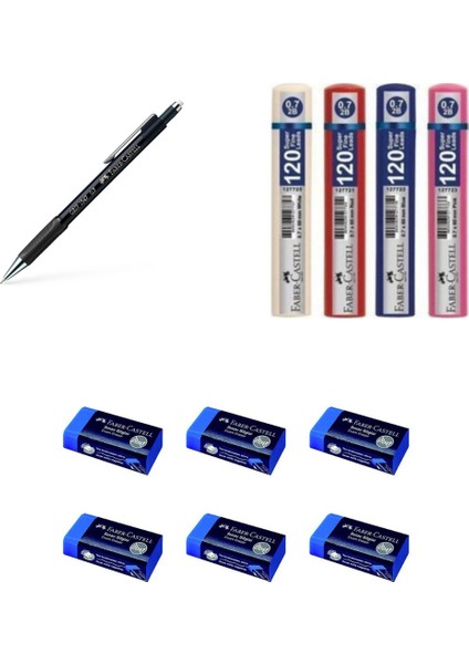 Faber Set 1 Siyah 1347 0,7 Versatil+6 Adet Sınav Silgisi+4 Adet 120 Li Uç