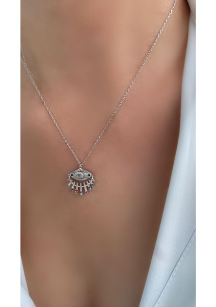 Sılver Raınbow Göz Kolye