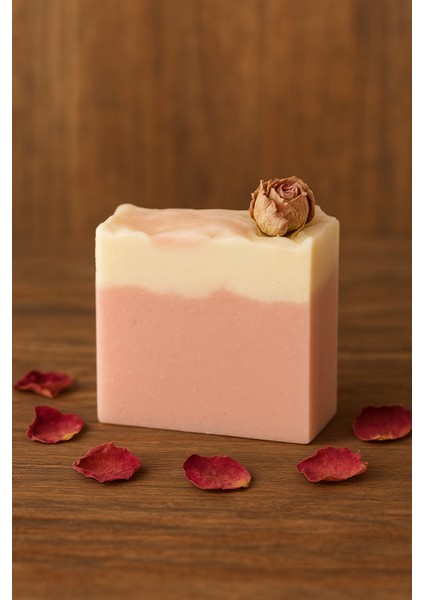 1 Adet Gül Sabunu Doğal Katı Sabun Gül Kokulu Onarıcı Doğal 100 gr Saf