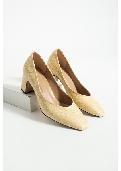 Kadın Günlük Topuklu Ayakkabı Feza - Bej
