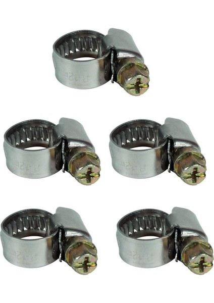 Kelepçe Seti 5 Parça (Kompresör Aksesuarı, Basınçlı Hava Hortumları Için Hortum Kelepçeleri, Ø 8 - 12 mm Arası, 5 Adet Kelepçe) - 4139670