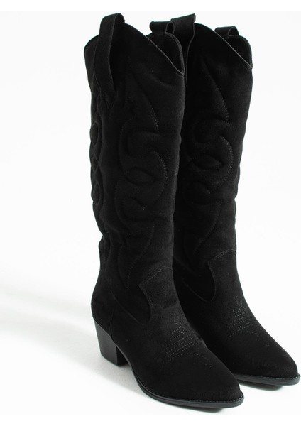 Kadın Sivri Burun Topuklu Çizme Western - Siyah indirimleri