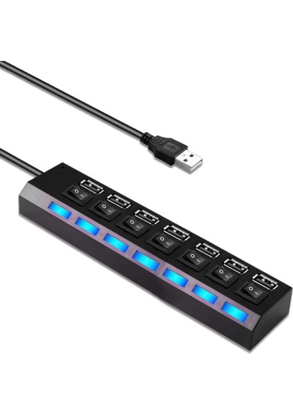 7 Port USB Çoklayıcı Çoğaltıcı Işıklı Hub USB 2.0 Switch Splitter 4874