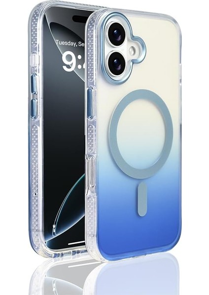 17 Için Kılıf Uyumlu Şarj Özellikli Transparan Renk Geçişli Toros Kapak (Mavi)