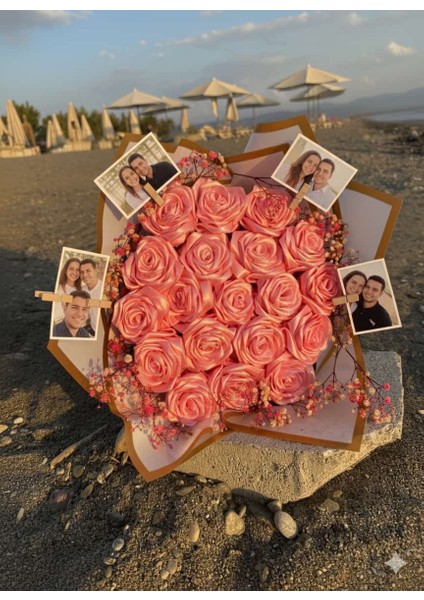 Fotoğraflı 19'lu Solmayan Gül Buketi
