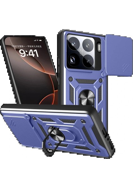 Xiaomi Mi 15 Pro Kılıf Pars Lens Yüzüklü Silikon - Lacivert