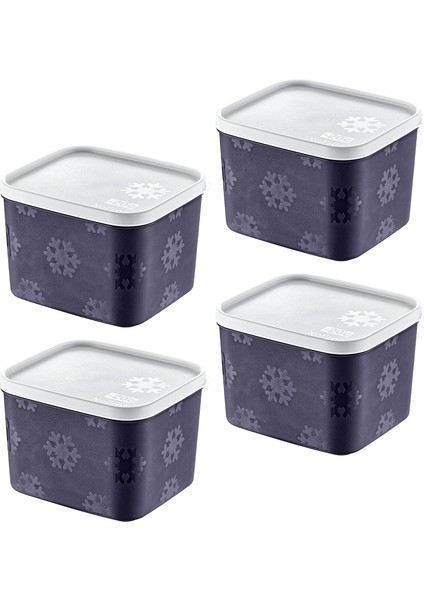 4'lü Set No Frost Saklama Kabı Lacivert 1250 ml