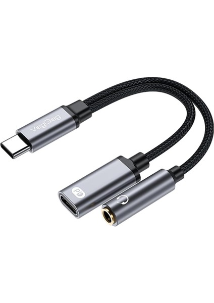 Type-C To 3.5mm Kulaklık ve Type-C Şarj Dönüştürücü Adaptör