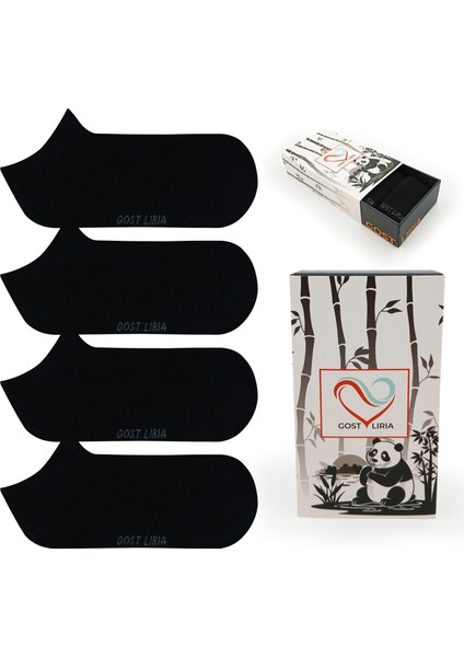 Kadın Bambu Patik Çorap – 4’lü Siyah Renk