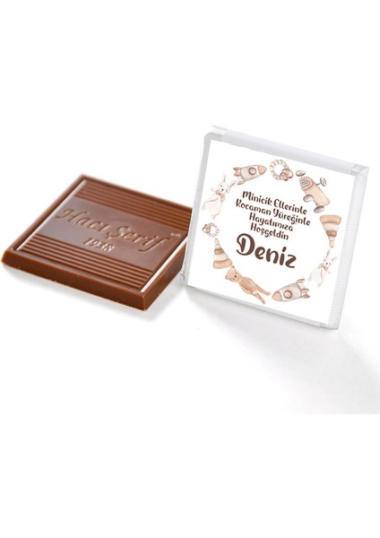 Yazılı Dökme Bebek Çikolatası (70 Adet Madlen Çikolata) Asetat Kutu