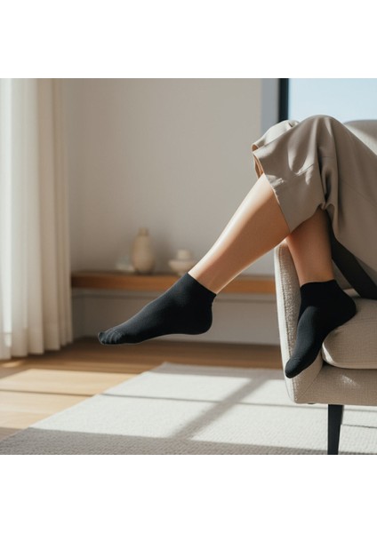 Kadın Bambu Patik Çorap – 4’lü Siyah Renk