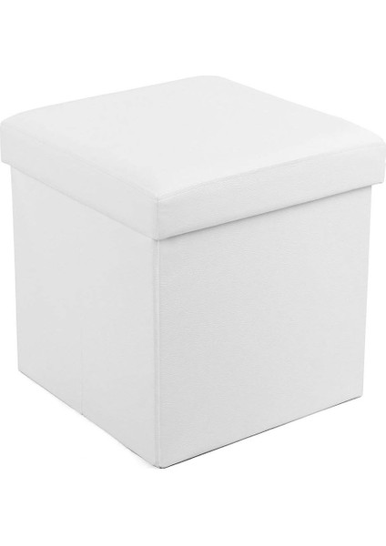 Depolama Alanlı Tabure, 300 Kg'a Kadar Dayanıklı, Beyaz, 38 x 38 x 38 Cm, LSF103