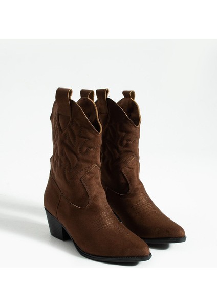 Kadın Sivri Burunlu Topuklu Bot Western - Kahverengi indirimleri