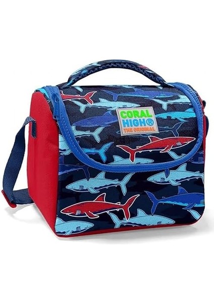 Erkek Çocuk Okul Beslenme Çantası - Isı Yalıtımlı Lacivert Kırmızı Köpekbalığı Baskılı fiyatları