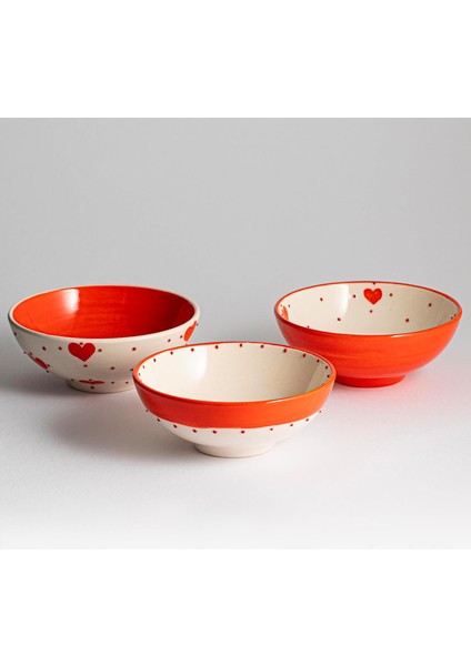 El Yapımı ve El 15 cm Seramik Kase Üçlü Seti