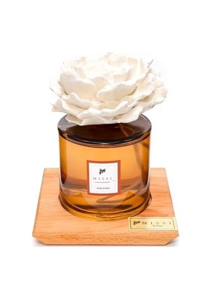 500 ml Masif Ahşap Kaideli Seramik Taşlı Dark Amber Oda Kokusu