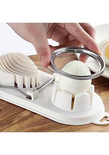 Yumurta Dilimleyici Meyve Kesici, 2'si 1 Arada Paslanmaz Çelik Kesme Telleri Haşlanmış Yumurta, Çilek, Muz ve Kivi Meyvesi Için Kullanılır (Beyaz) modelleri