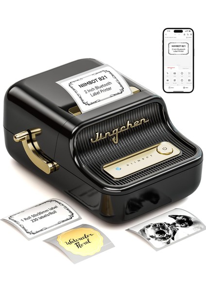 B21 Etiket Makinesi Mürekkepsiz Bluetooth Etiket Yazıcısı, Küçük Işletmeler Için 2 Inç Taşınabilir Termal Yazıcı, Adres, Logo, Giyim, Posta, Mumlar, Takı, Hediye Için Etiket Yazıcısı, Siyah