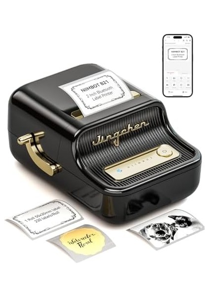 B21 Etiket Makinesi Mürekkepsiz Bluetooth Etiket Yazıcısı, Küçük Işletmeler Için 2 Inç Taşınabilir Termal Yazıcı, Adres, Logo, Giyim, Posta, Mumlar, Takı, Hediye Için Etiket Yazıcısı, Siyah modelleri