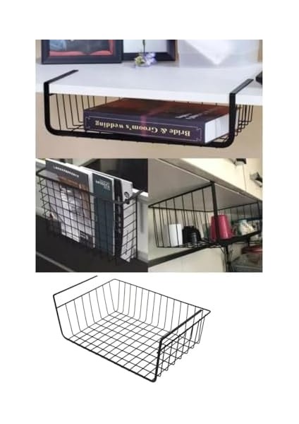 2 Adet Paslanmaz Metal Kanguru Raf Altı Sepeti [siyah] Raf Çelik Sepet Askılı Raf Düzenleyici Sepet fiyatları