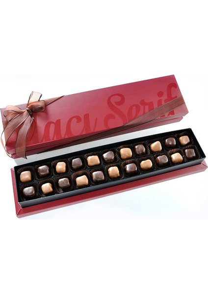 Sütlü Bitter Çikolata Kaplı Lokum 22 Adet Bordo Kutu