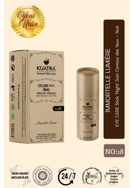 Immortelle Lumière Göz Çevresi Stick – Gece Bakımı | Canlanmış Göz Çevresi Antioksidan Etki (Resveratrol + Vitc + COQ10)