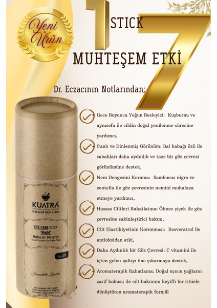 Immortelle Lumière Göz Çevresi Stick – Gece Bakımı | Canlanmış Göz Çevresi Antioksidan Etki (Resveratrol + Vitc + COQ10)