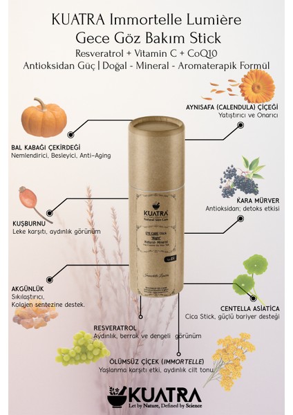 Immortelle Lumière Göz Çevresi Stick – Gece Bakımı | Canlanmış Göz Çevresi Antioksidan Etki (Resveratrol + Vitc + COQ10)