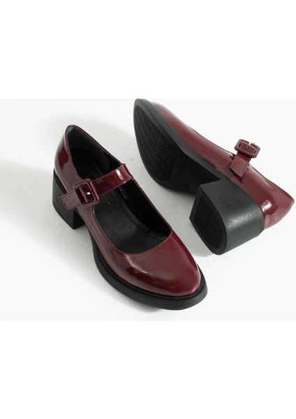 Kadın Bantlı Günlük Topuklu Ayakkabı Elda - Bordo
