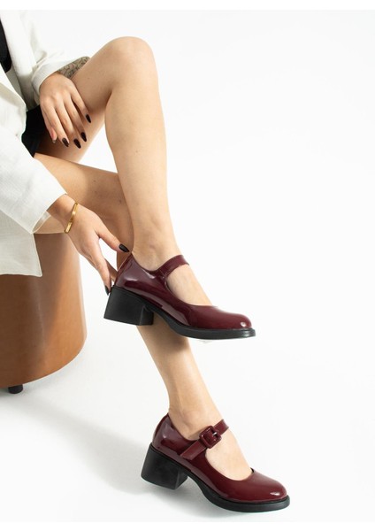 Kadın Bantlı Günlük Topuklu Ayakkabı Elda - Bordo fırsatları