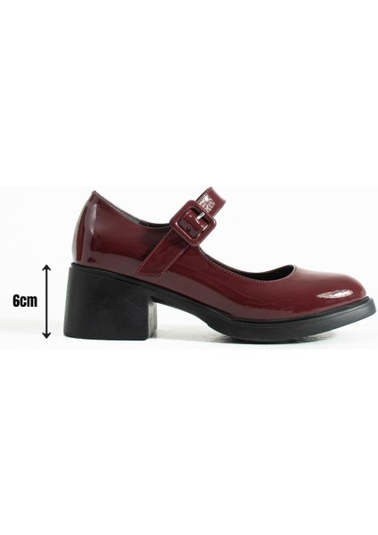 Kadın Bantlı Günlük Topuklu Ayakkabı Elda - Bordo