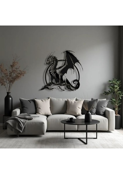 Ejderha Figürlü Metal Duvar Dekoru – Fantastik ve Güçlü Tasarım