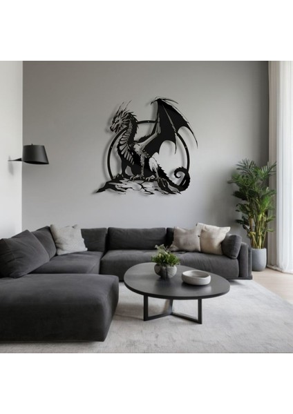 Ejderha Figürlü Metal Duvar Dekoru – Fantastik ve Güçlü Tasarım