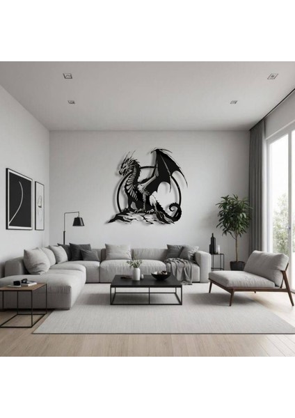 Ejderha Figürlü Metal Duvar Dekoru – Fantastik ve Güçlü Tasarım
