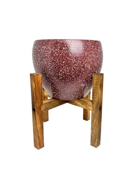 Tasarımı Ev Dekorasyon Bordo Granit Toprak Saksı Saksılık Salon Çiçeklik 4 Ayaklı - 15 cm fiyatları